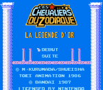 ROM Les chevaliers du Zodiaque La légende dor France NES